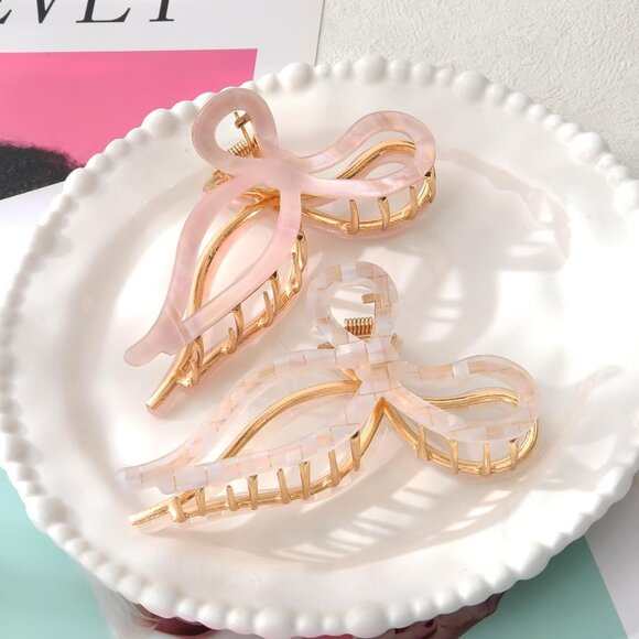 2 Pack Metal Bow Hair Clips Non-Slip Large Hair Clips for Women All Hair Types - Picture 7 of 7